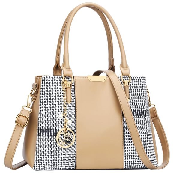 Camel Striped Zippered Shoulder Bag Satchels